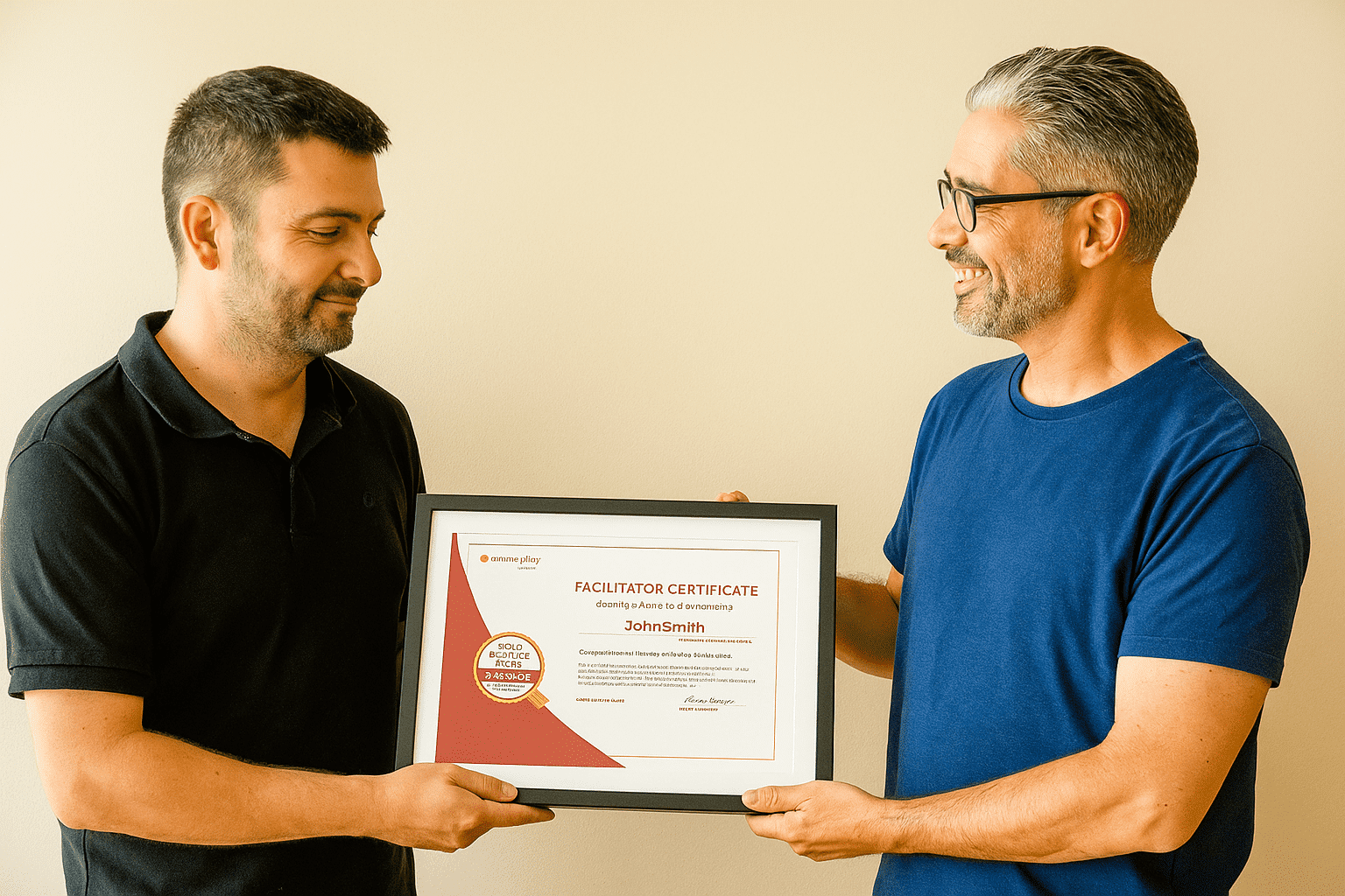 A conceptual image representing certification and professional growth for facilitators.