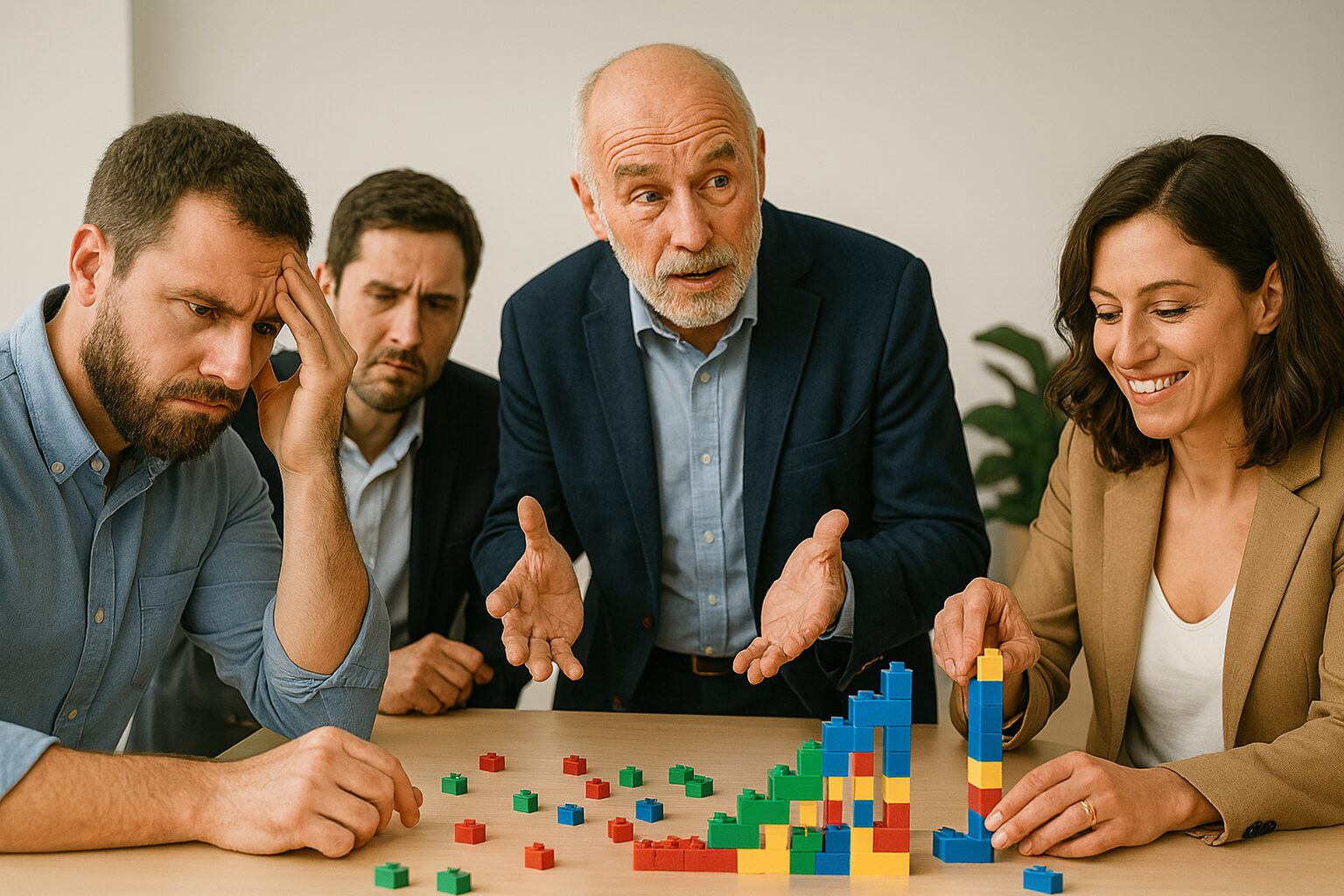 Stress-testing a complex LEGO model representing business operations.