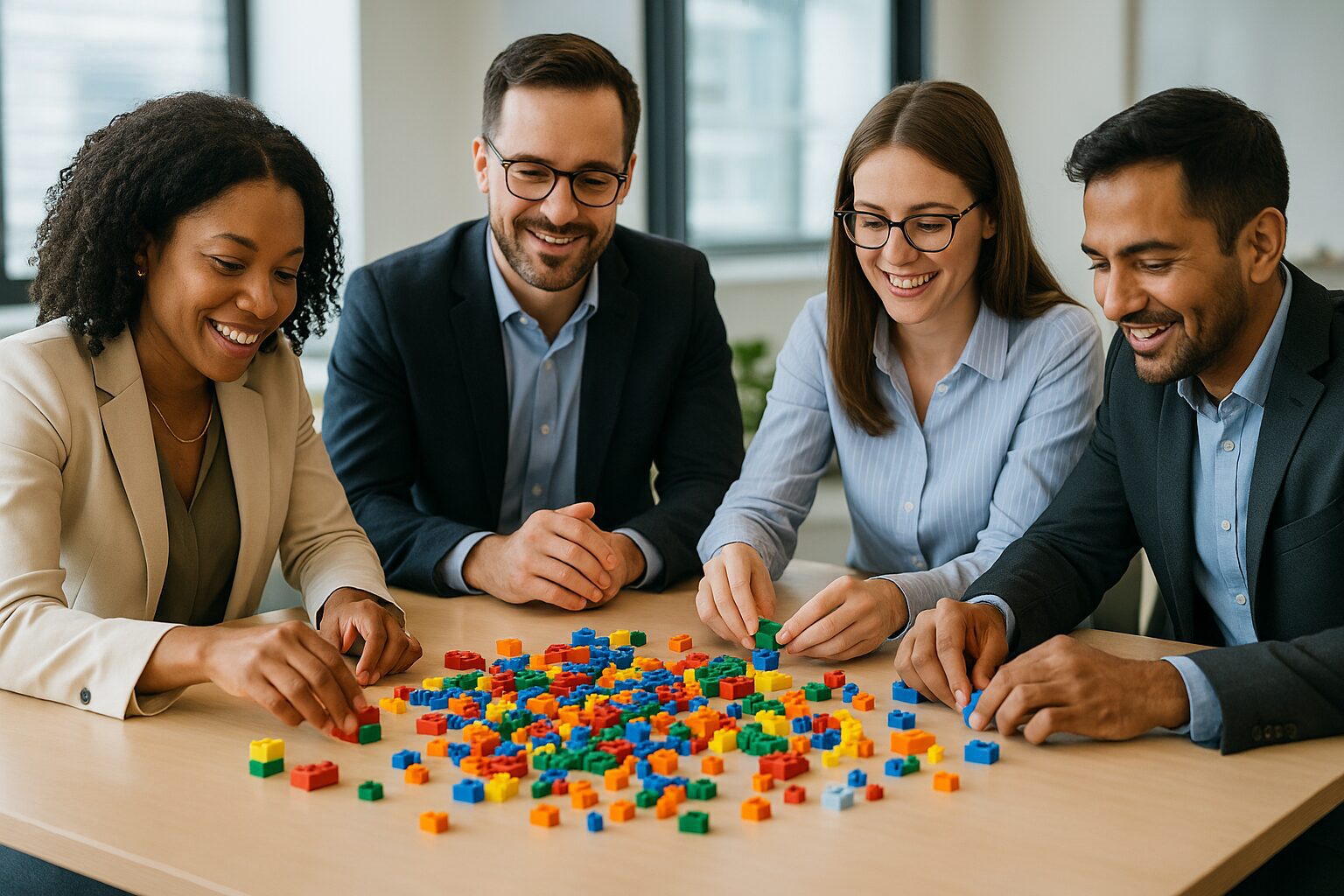 A complex LEGO model representing the journey and challenges of a team over the year.