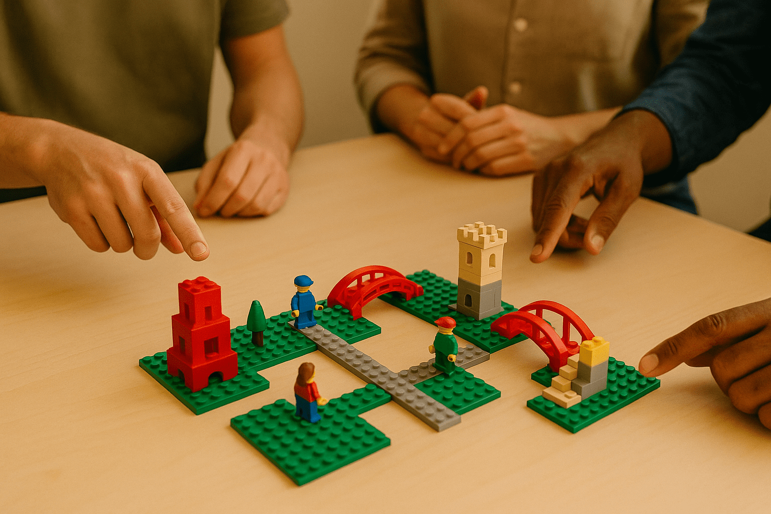 An abstract LEGO model representing diverse perspectives and ideas.
