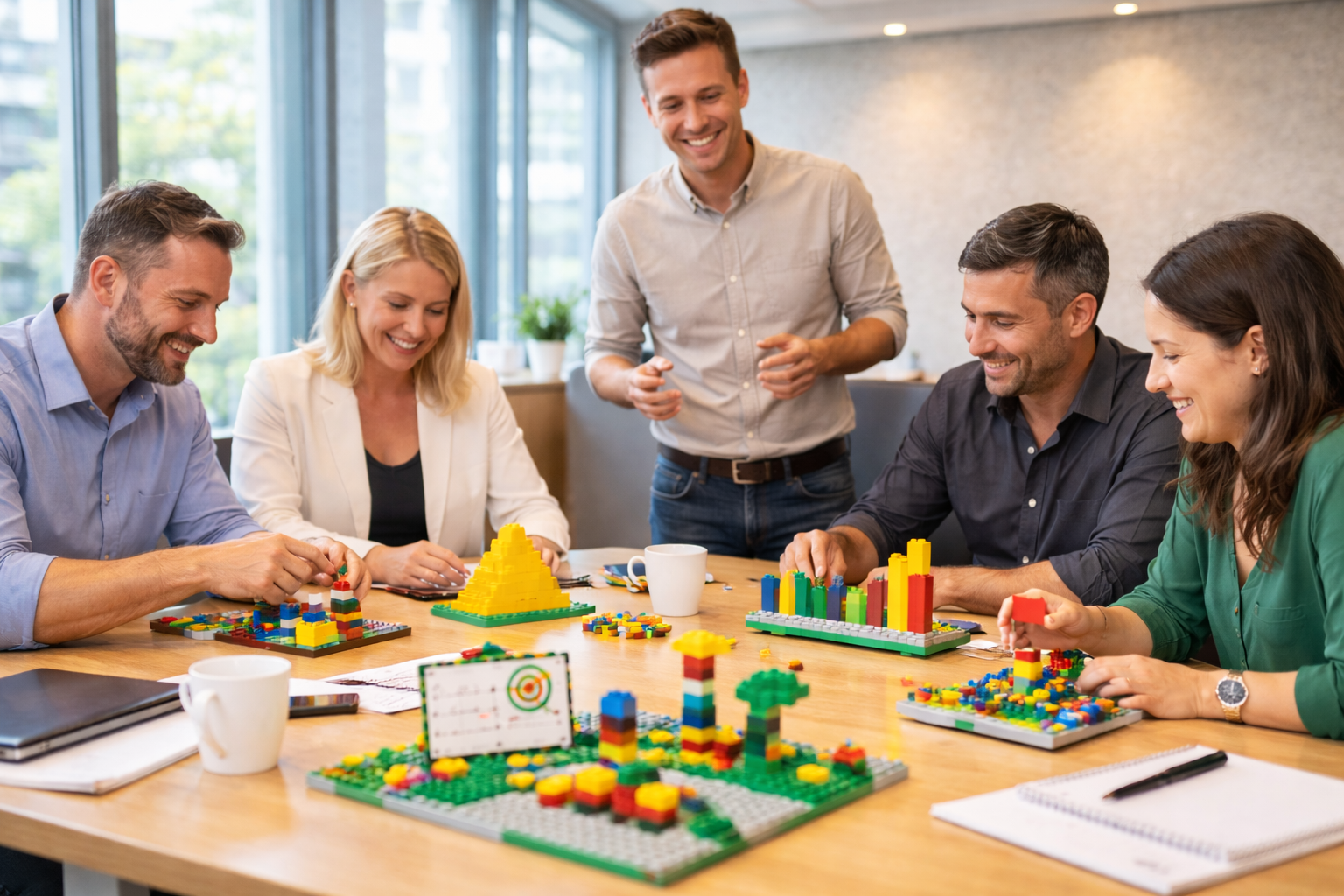 A diagram or model showing the flow of a LEGO Serious Play workshop.